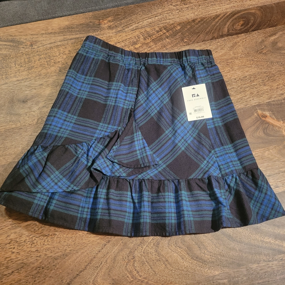 Charming Kids Plaid Skirt - Blue and Black